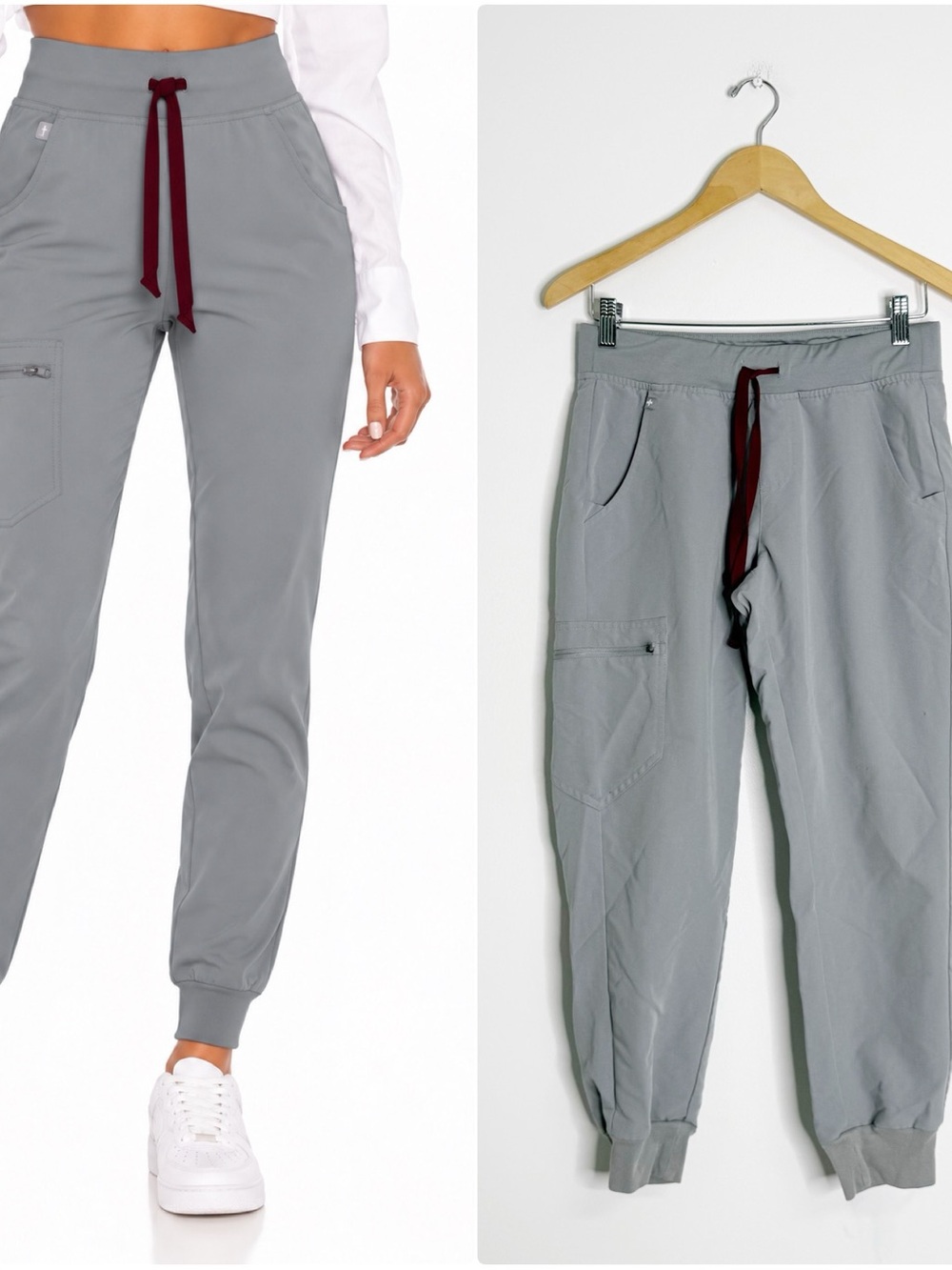 FIGS Zamora Jogger Scrub Pants Small Petite Cement Technical Collection